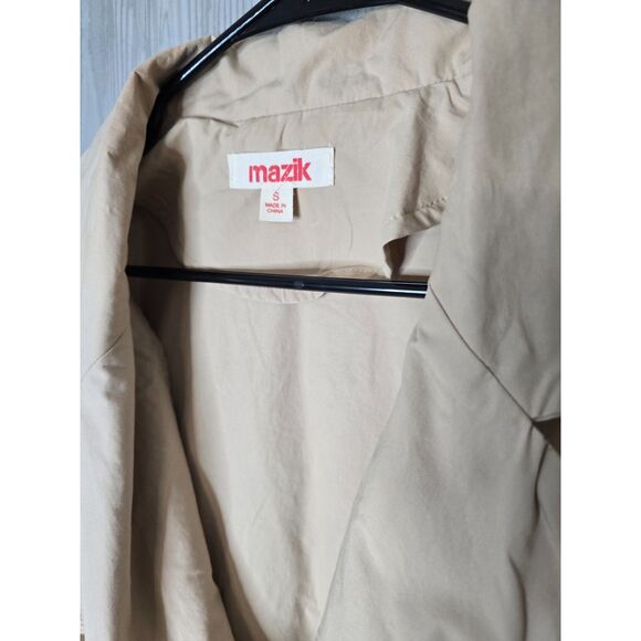 Mazik Ruffle Front Blouse Small Neutral Beige Button Down Old Money Cottage Top - Picture 5 of 11